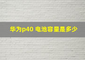 华为p40 电池容量是多少